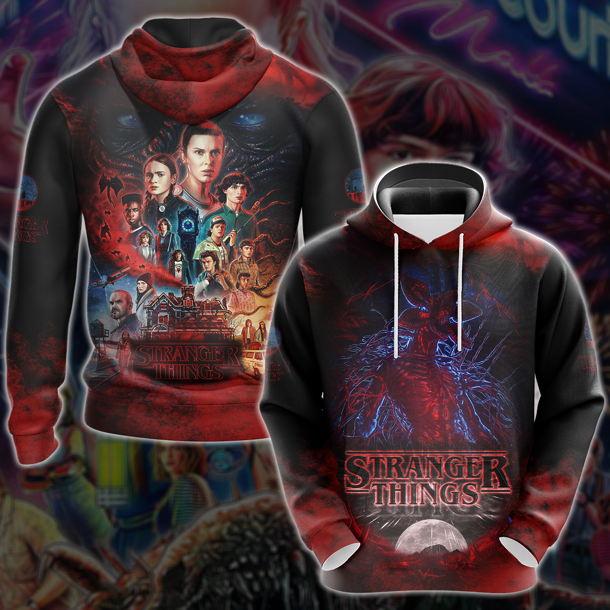 Stranger Things TV Series 3D All Over Print T-shirt Tank Top Zip Hoodie Pullover Hoodie Hawaiian Shirt Beach Shorts Jogger Hoodie S
