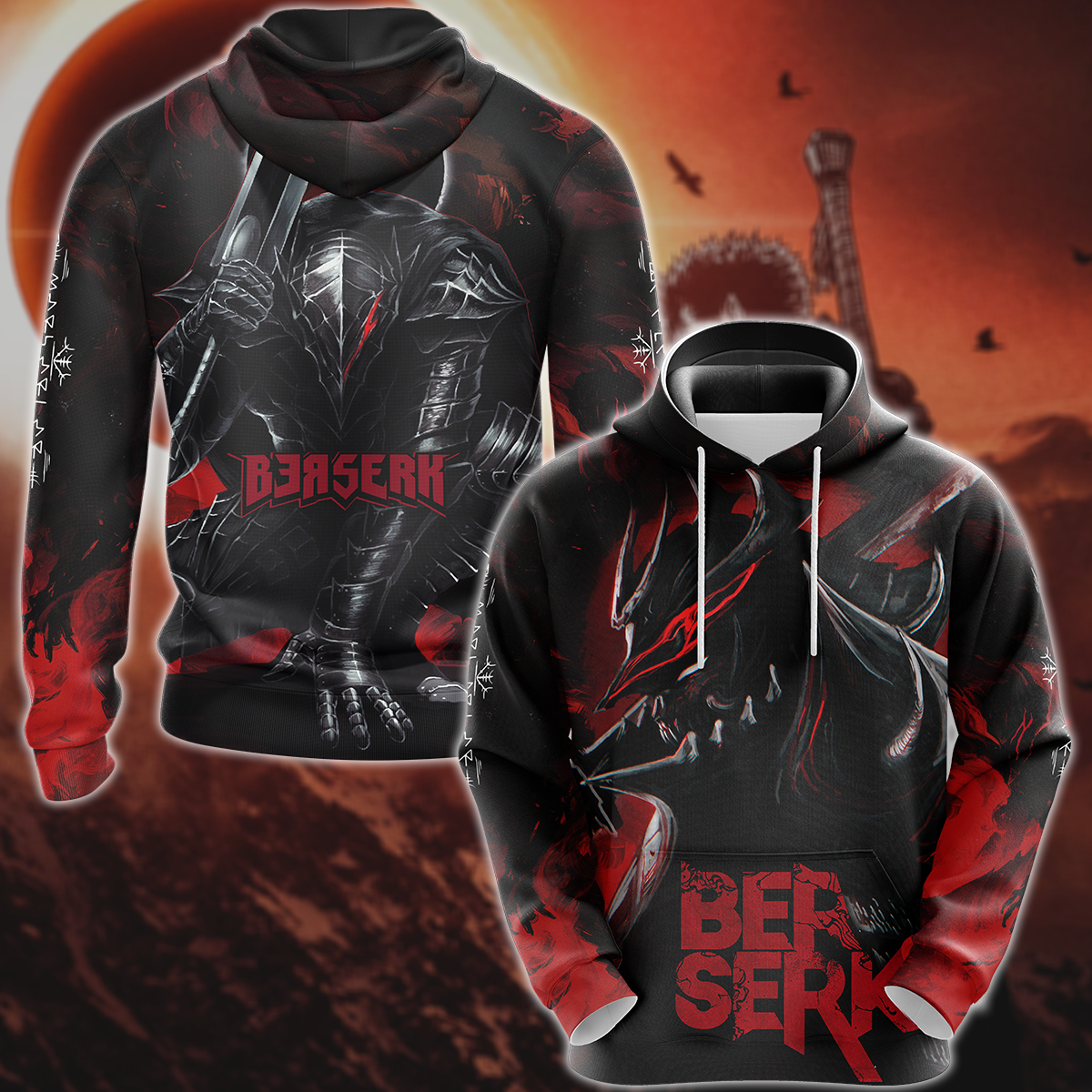 Berserk 3D All Over Print T-shirt Tank Top Zip Hoodie Pullover Hoodie Hawaiian Shirt Beach Shorts Jogger Hoodie S