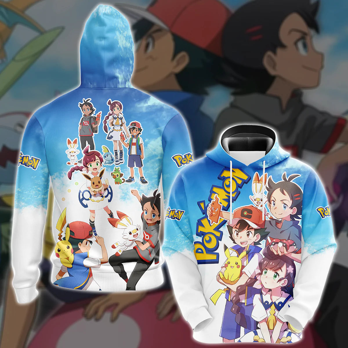 Pokemon Ash Ketchum Anime Manga 3D All Over Print T-shirt Tank Top Zip Hoodie Pullover Hoodie Hawaiian Shirt Beach Shorts Jogger Hoodie S
