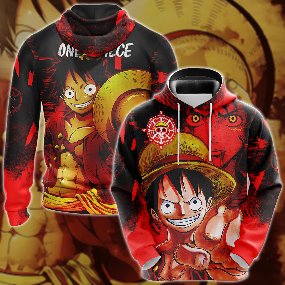 One Piece Monkey D. Luffy 3D All Over Print T-shirt Tank Top Zip Hoodie Pullover Hoodie Hawaiian Shirt Beach Shorts Jogger Hoodie S