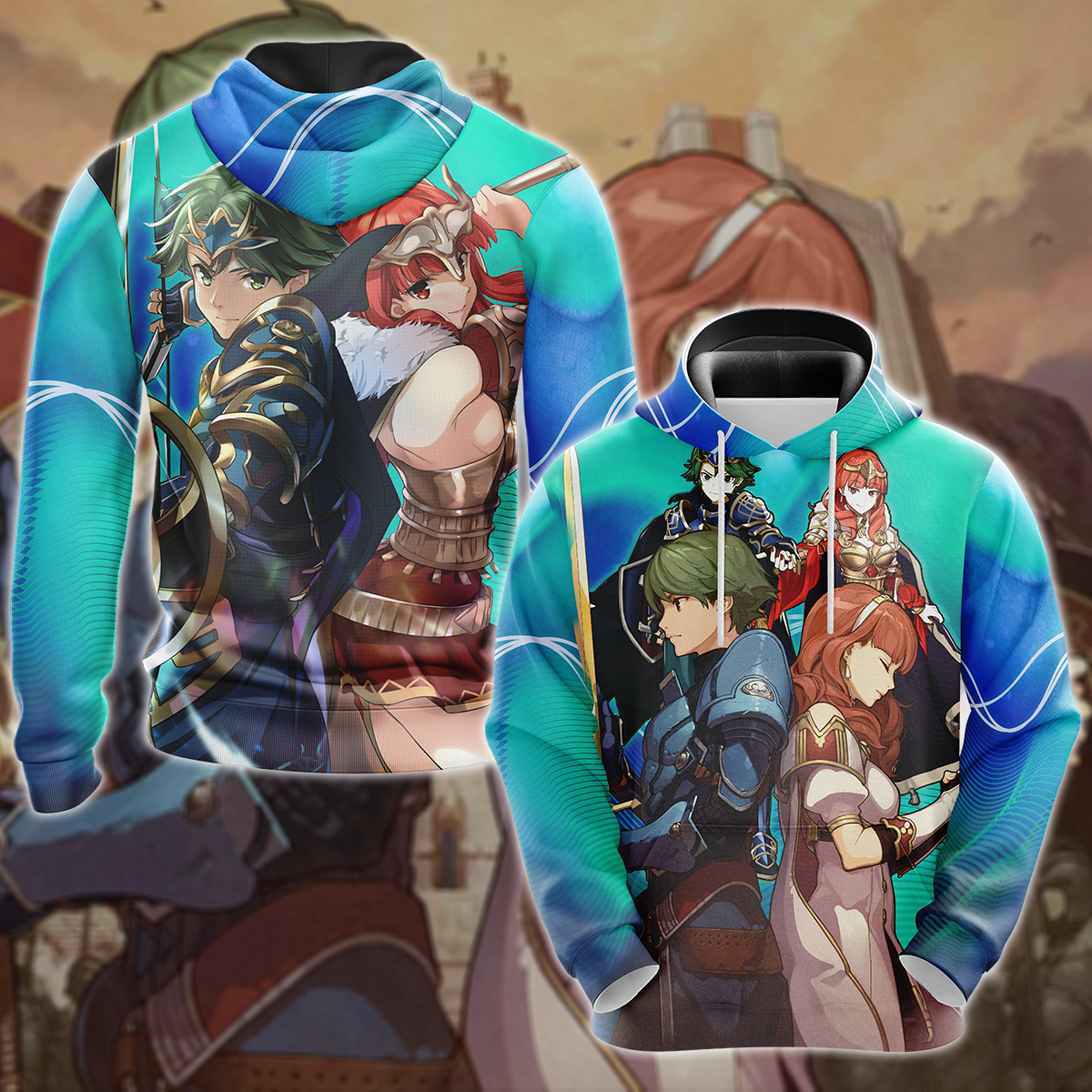 Fire Emblem Alm & Celica Video Game 3D All Over Print T-shirt Tank Top Zip Hoodie Pullover Hoodie Hawaiian Shirt Beach Shorts Jogger Hoodie S