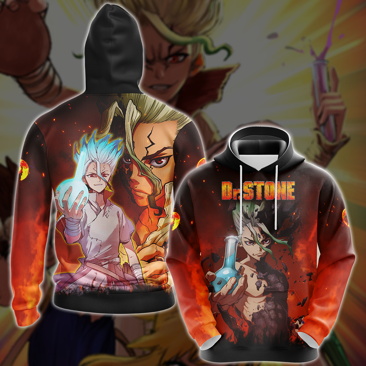 Dr. Stone Anime Manga 3D All Over Print T-shirt Tank Top Zip Hoodie Pullover Hoodie Hawaiian Shirt Beach Shorts Jogger Hoodie S