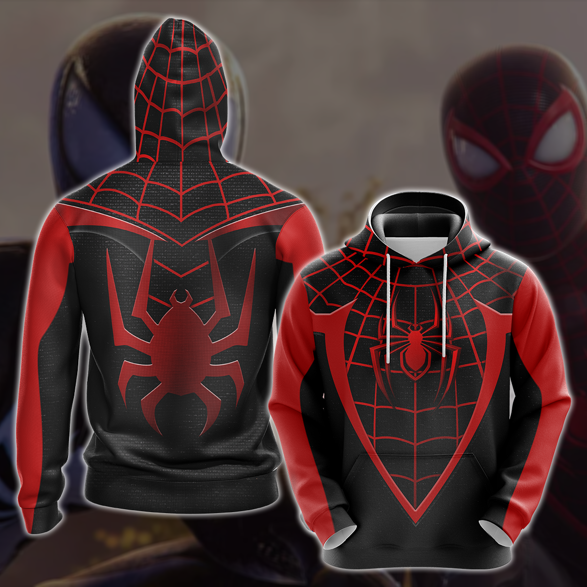 Spider-Man 2 Miles Morales Upgraded Suit Cosplay Video Game All Over Printed T-shirt Tank Top Zip Hoodie Pullover Hoodie Hawaiian Shirt Beach Shorts Joggers Hoodie S