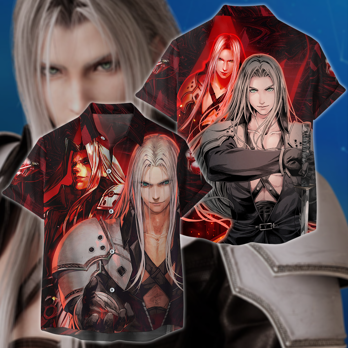 Final Fantasy VII Sephiroth Video Game 3D All Over Print T-shirt Tank Top Zip Hoodie Pullover Hoodie Hawaiian Shirt Beach Shorts Jogger Hawaiian Shirt S