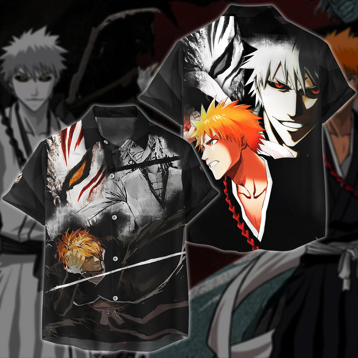 Bleach Kurosaki x Shirosaki Anime 3D All Over Print T-shirt Tank Top Zip Hoodie Pullover Hoodie Hawaiian Shirt Beach Shorts Jogger Hawaiian Shirt S