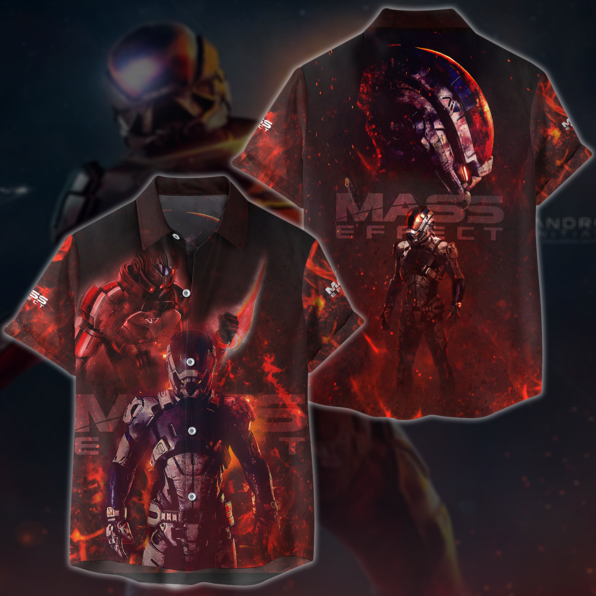 Mass Effect Video Game 3D All Over Print T-shirt Tank Top Zip Hoodie Pullover Hoodie Hawaiian Shirt Beach Shorts Jogger Hawaiian Shirt S