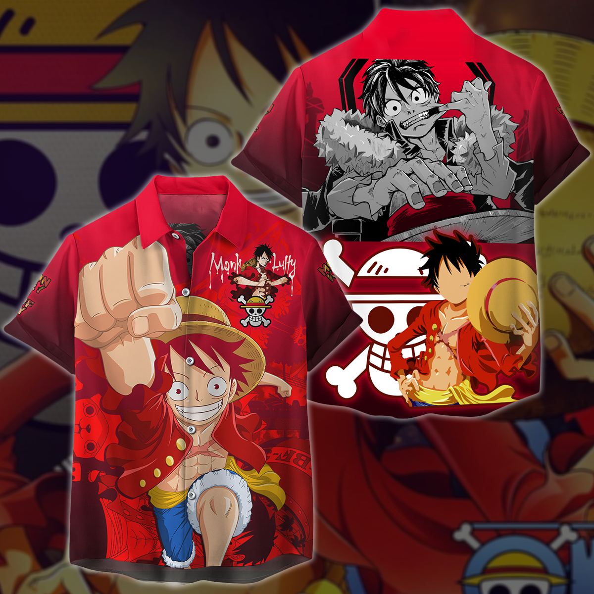 One Piece Monkey D. Luffy Anime Manga 3D All Over Print T-shirt Tank Top Zip Hoodie Pullover Hoodie Hawaiian Shirt Beach Shorts Jogger Hawaiian Shirt S