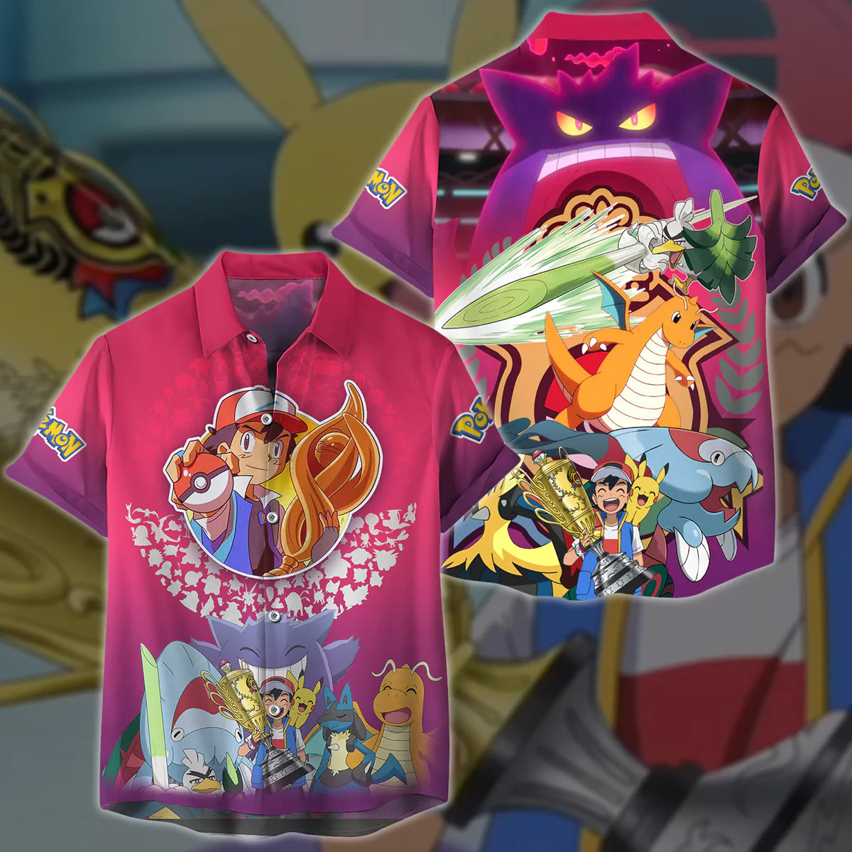 Pokemon Ash Ketchum Champion Anime Manga 3D All Over Printed T-shirt Tank Top Zip Hoodie Pullover Hoodie Hawaiian Shirt Beach Shorts Jogger Hawaiian Shirt S