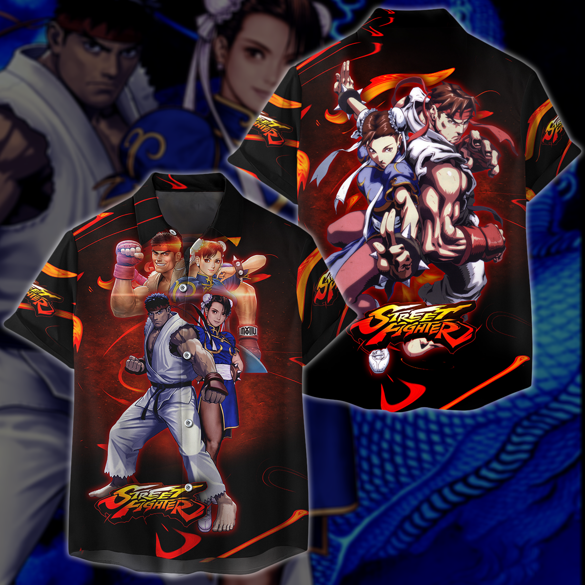 Street Fighter: Ryu & Chun-Li Video Game 3D All Over Printed T-shirt Tank Top Zip Hoodie Pullover Hoodie Hawaiian Shirt Beach Shorts Jogger Hawaiian Shirt S