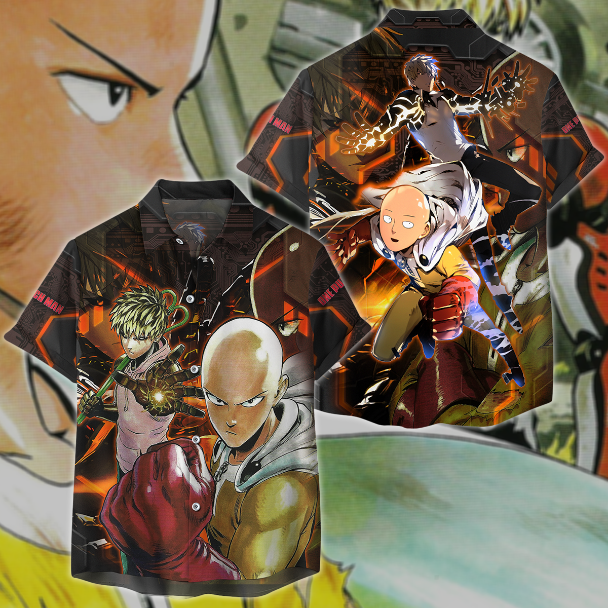 One Punch Man Saitama & Genos 3D All Over Print T-shirt Tank Top Zip Hoodie Pullover Hoodie Hawaiian Shirt Beach Shorts Jogger Hawaiian Shirt S