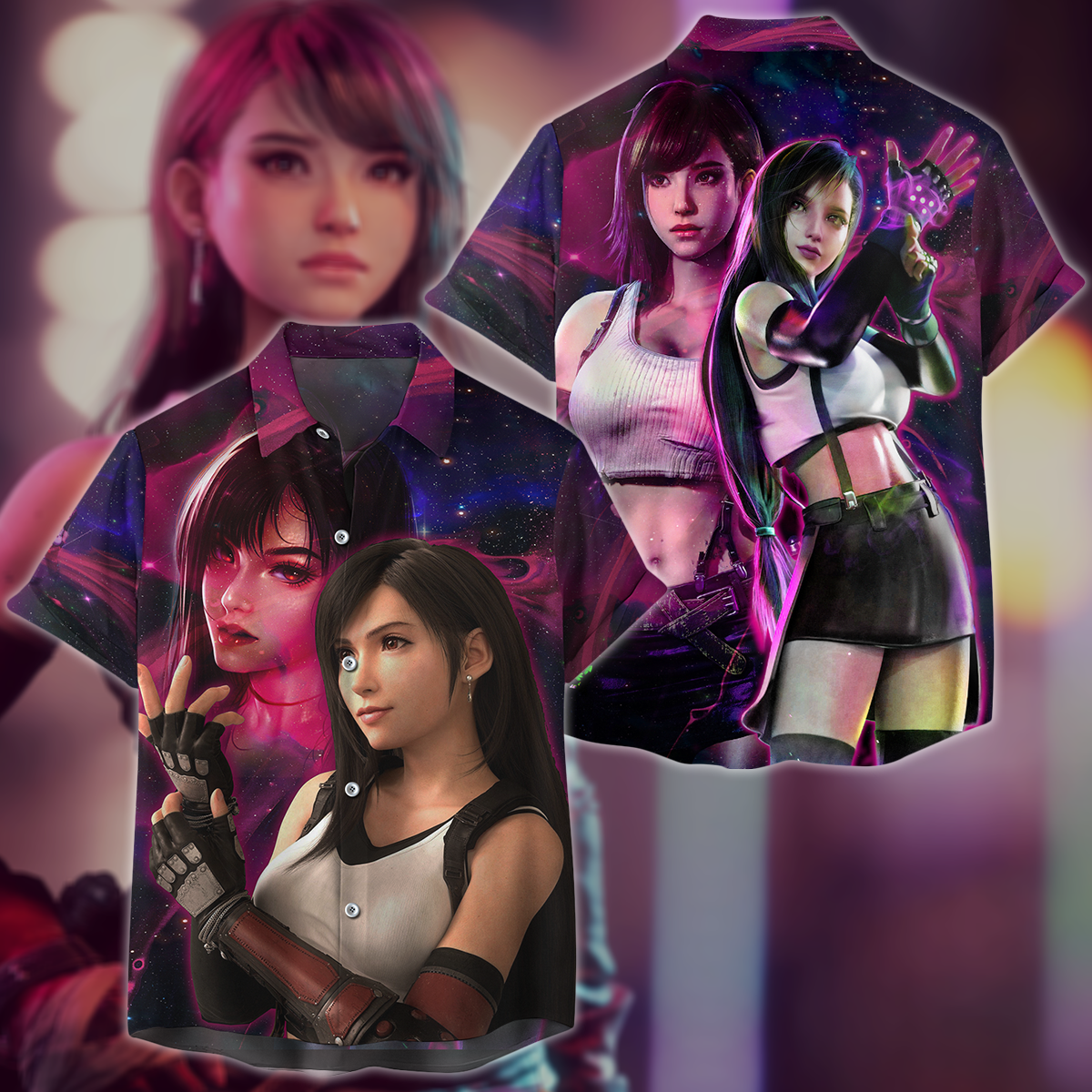 Final Fantasy VII Tifa Lockhart Video Game 3D All Over Print T-shirt Tank Top Zip Hoodie Pullover Hoodie Hawaiian Shirt Beach Shorts Jogger Hawaiian Shirt S