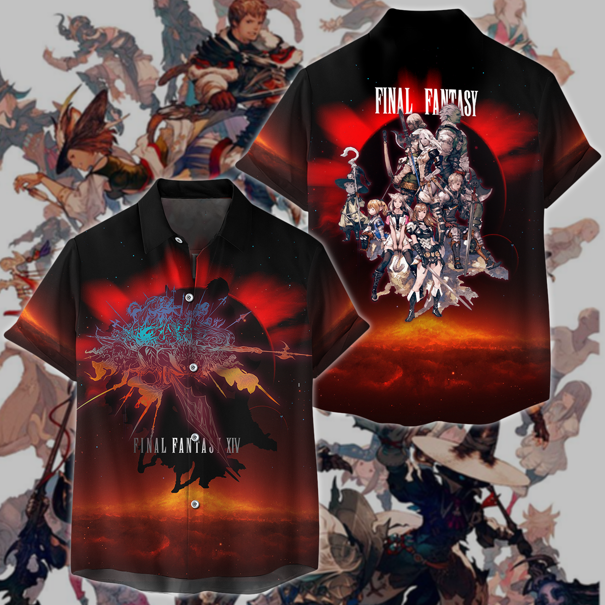 Final Fantasy XIV Video Game 3D All Over Print T-shirt Tank Top Zip Hoodie Pullover Hoodie Hawaiian Shirt Beach Shorts Jogger Hawaiian Shirt S