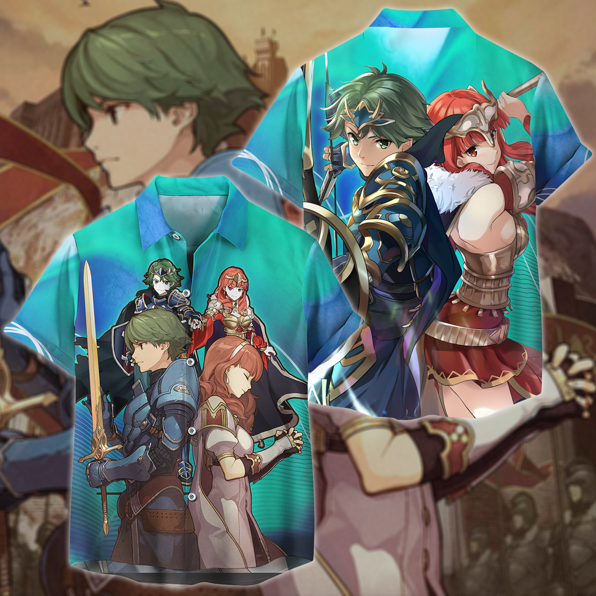 Fire Emblem Alm & Celica Video Game 3D All Over Print T-shirt Tank Top Zip Hoodie Pullover Hoodie Hawaiian Shirt Beach Shorts Jogger Hawaiian Shirt S