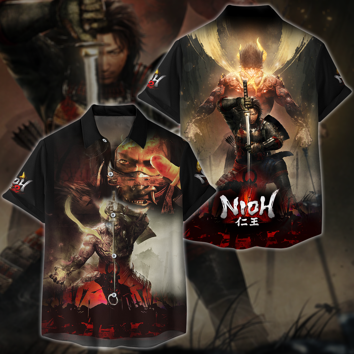 Nioh 2 Video Game 3D All Over Printed T-shirt Tank Top Zip Hoodie Pullover Hoodie Hawaiian Shirt Beach Shorts Jogger Hawaiian Shirt S