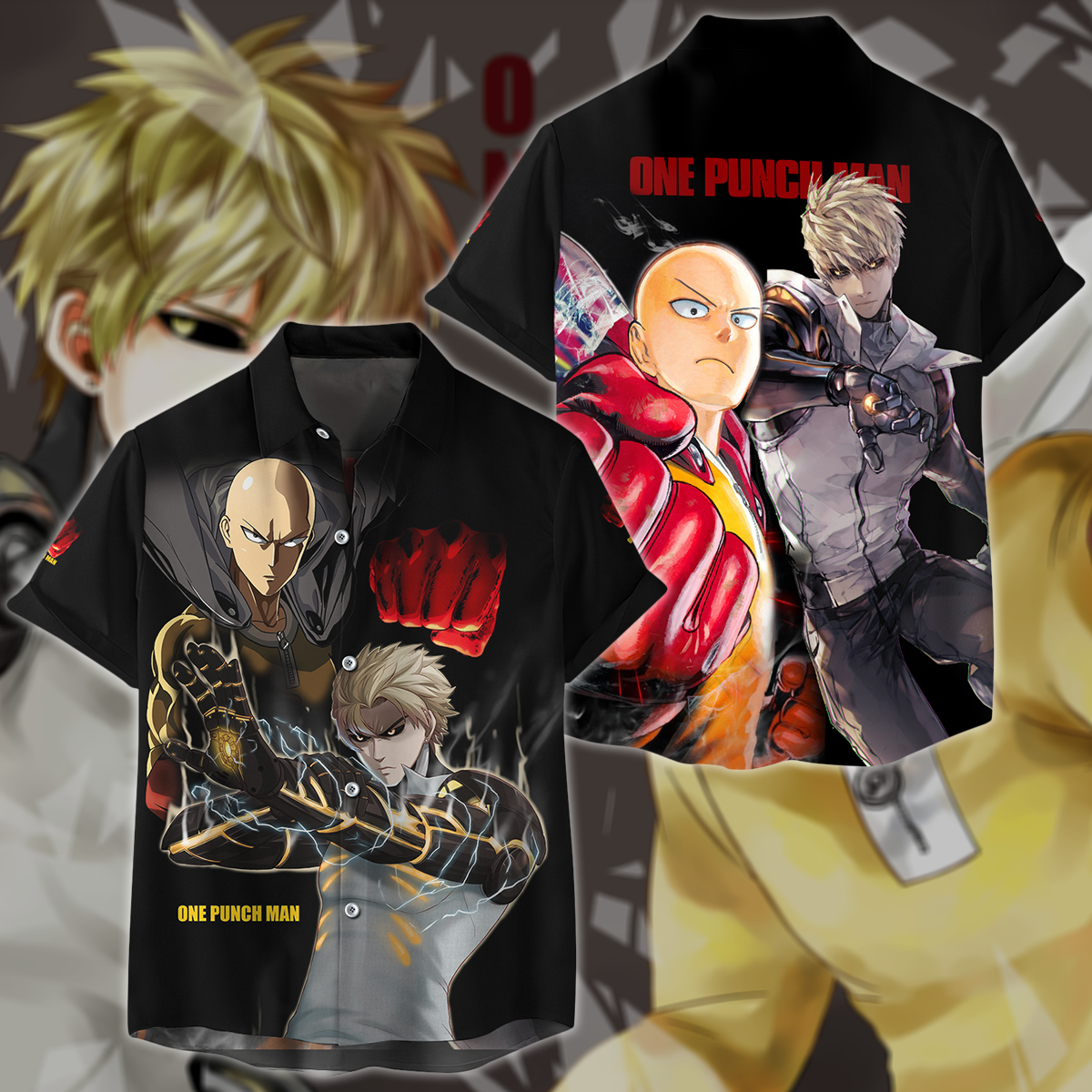 One Punch Man Saitama x Genos Anime Manga 3D All Over Print T-shirt Tank Top Zip Hoodie Pullover Hoodie Hawaiian Shirt Beach Shorts Jogger Hawaiian Shirt S
