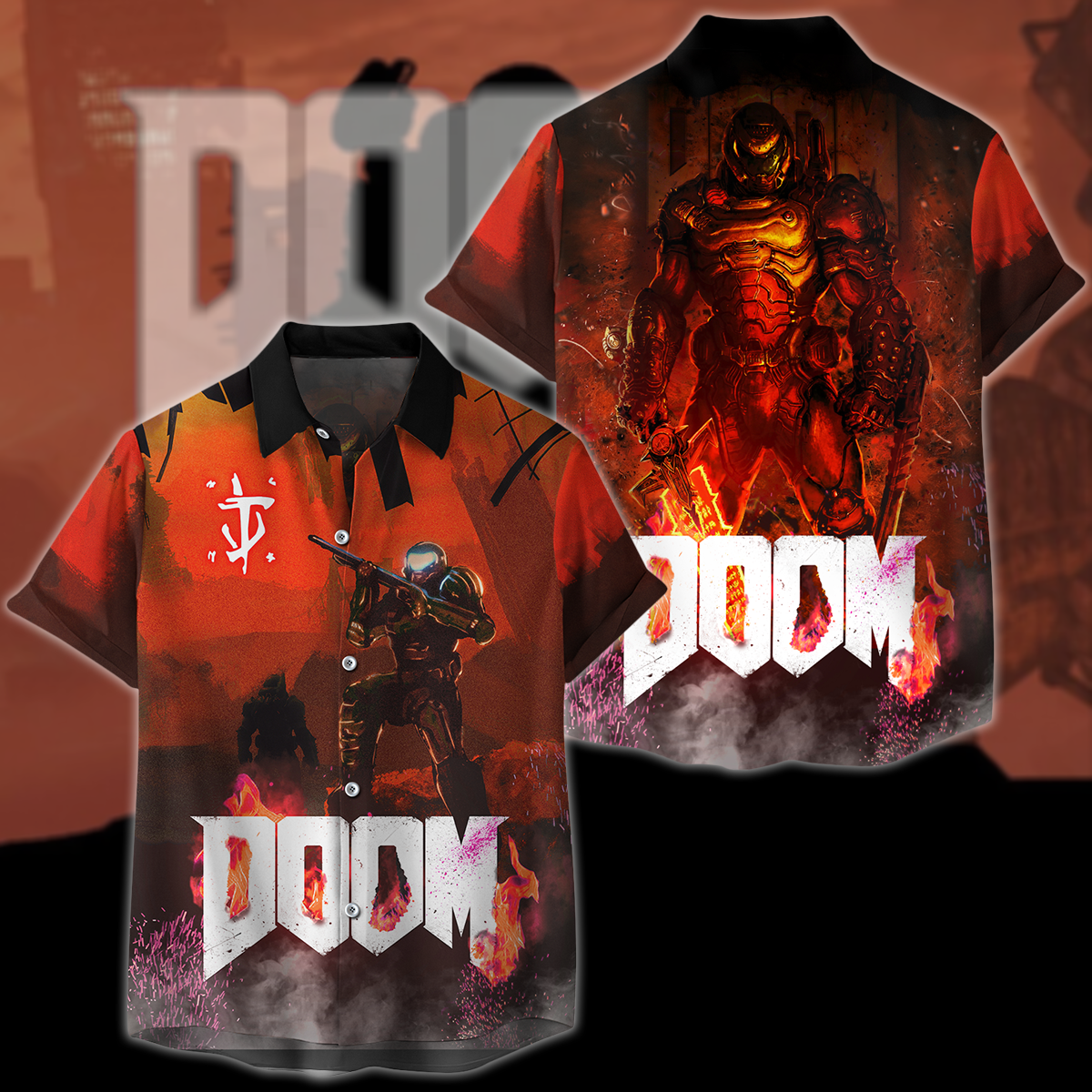 Doom Video Game 3D All Over Print T-shirt Tank Top Zip Hoodie Pullover Hoodie Hawaiian Shirt Beach Shorts Jogger Hawaiian Shirt S