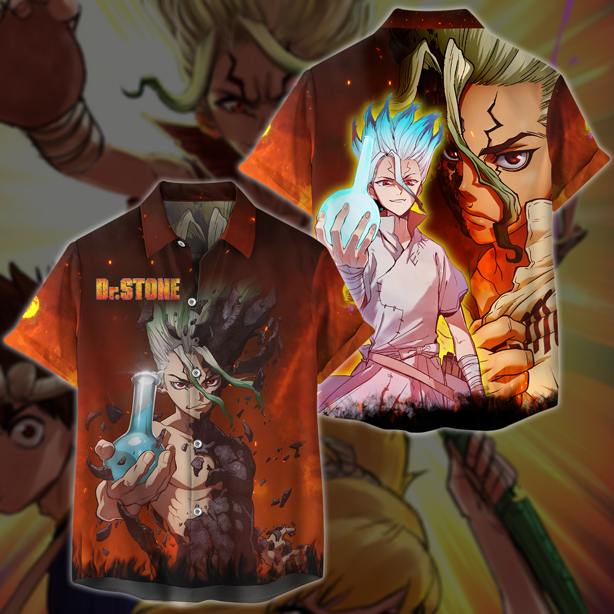 Dr. Stone Anime Manga 3D All Over Print T-shirt Tank Top Zip Hoodie Pullover Hoodie Hawaiian Shirt Beach Shorts Jogger Hawaiian Shirt S