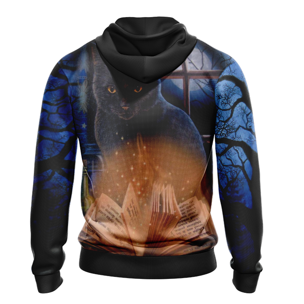 Witching Hour Black Cat Halloween Unisex 3D T-shirt