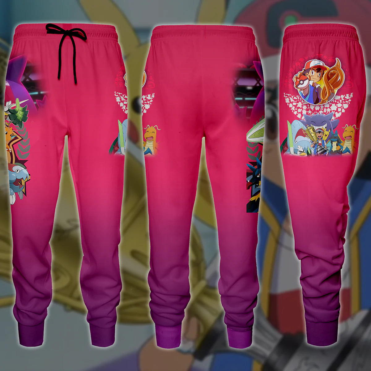 Pokemon Ash Ketchum Champion Anime Manga 3D All Over Printed T-shirt Tank Top Zip Hoodie Pullover Hoodie Hawaiian Shirt Beach Shorts Jogger Joggers S