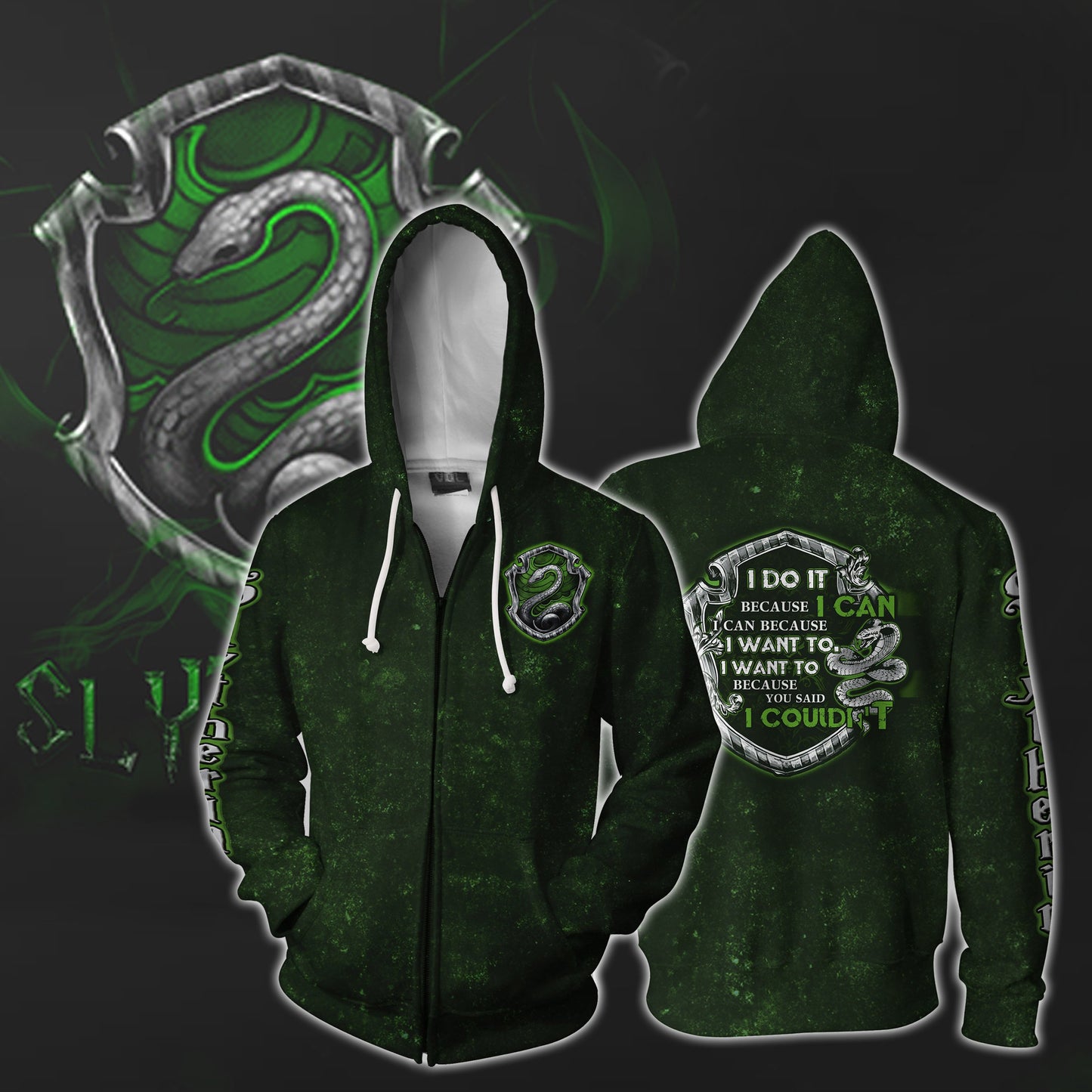 Slytherin House Harry Potter Zip Up Hoodie S