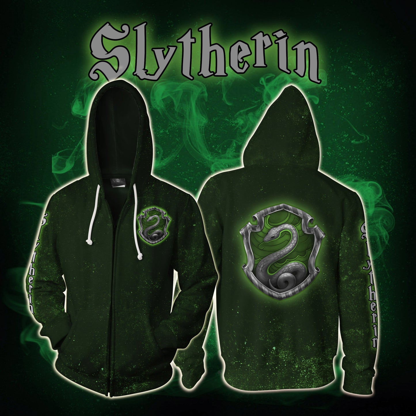 Slytherin Logo (Harry Potter) 3D Zip Up Hoodie S