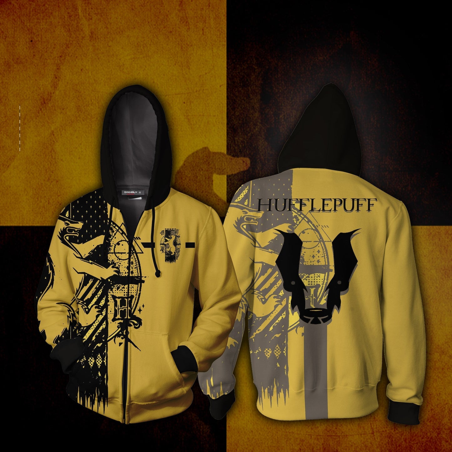 Quidditch Hufflepuff Harry Potter New Look Unisex 3D T-shirt Zip Hoodie S