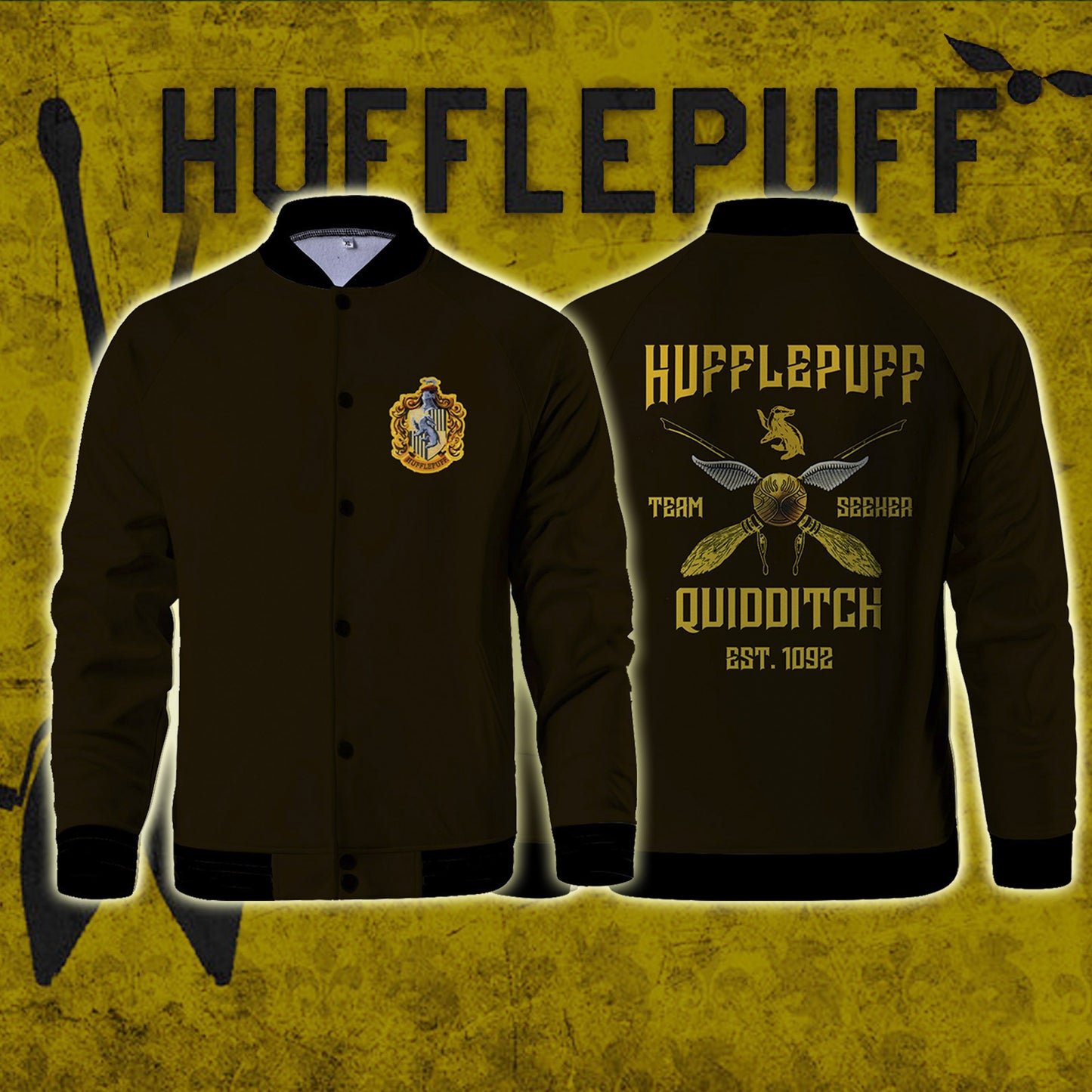 Hufflepuff Quidditch Team Harry Potter Baseball Jacket US/EU XXS (ASIAN S)
