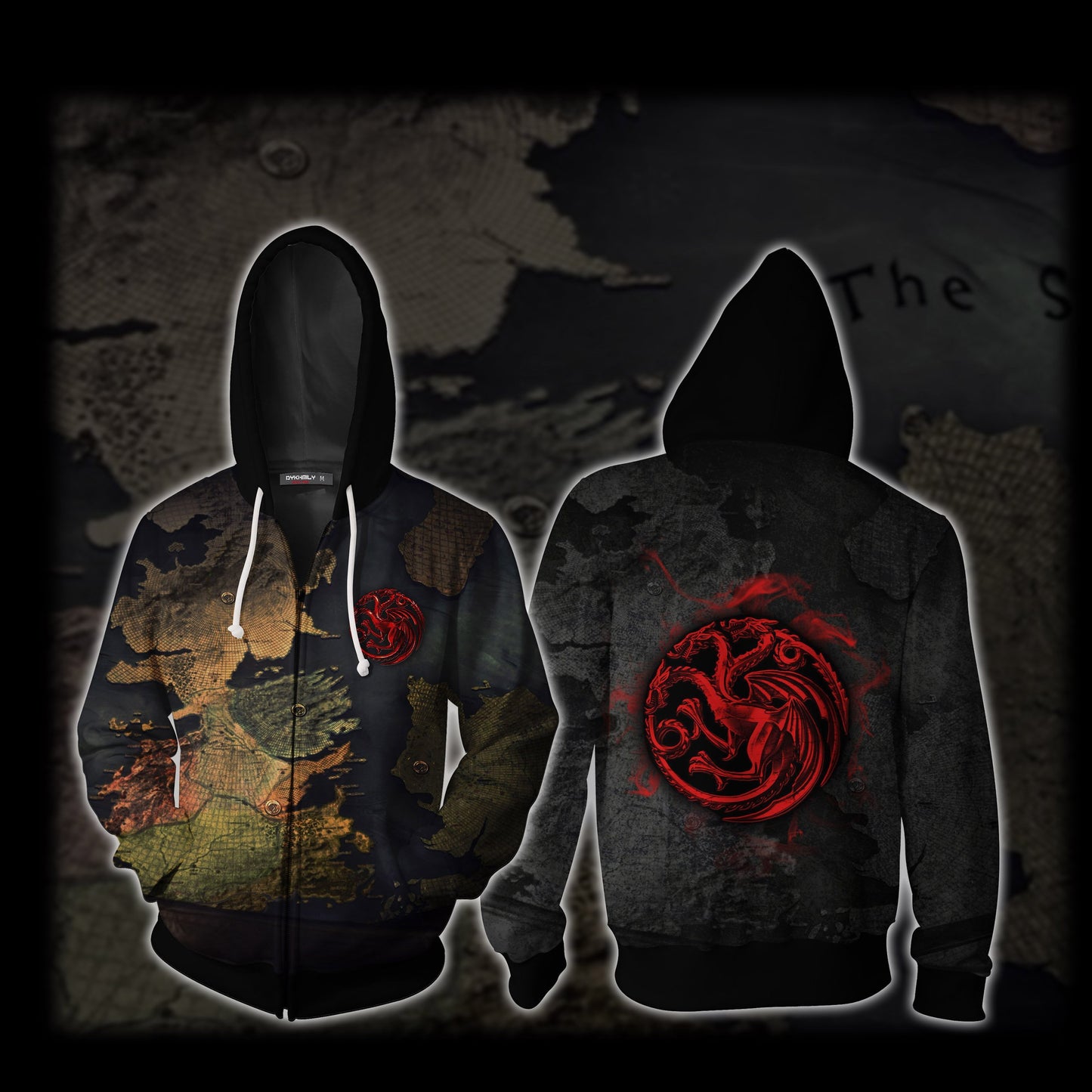 House Targaryen Game Of Thrones World Map Zip Up Hoodie XS