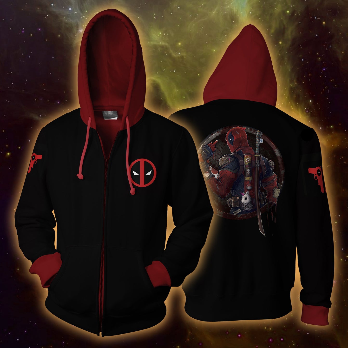 Deadpool Zip Up Hoodie Jacket XS