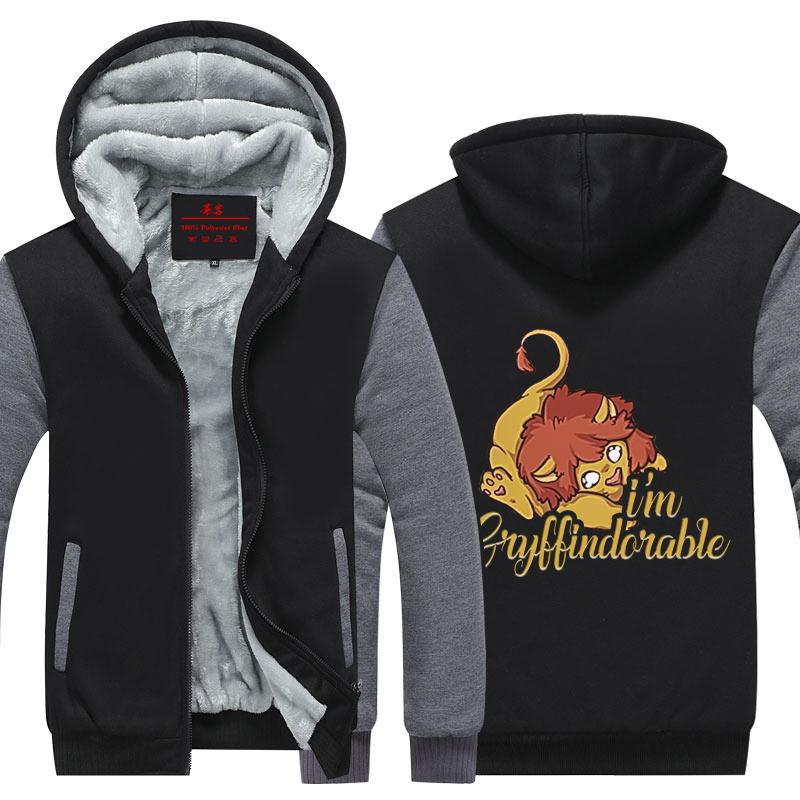 I'm Gryffindorable Harry Potter Winter Zip Hoodies Black-Grey S