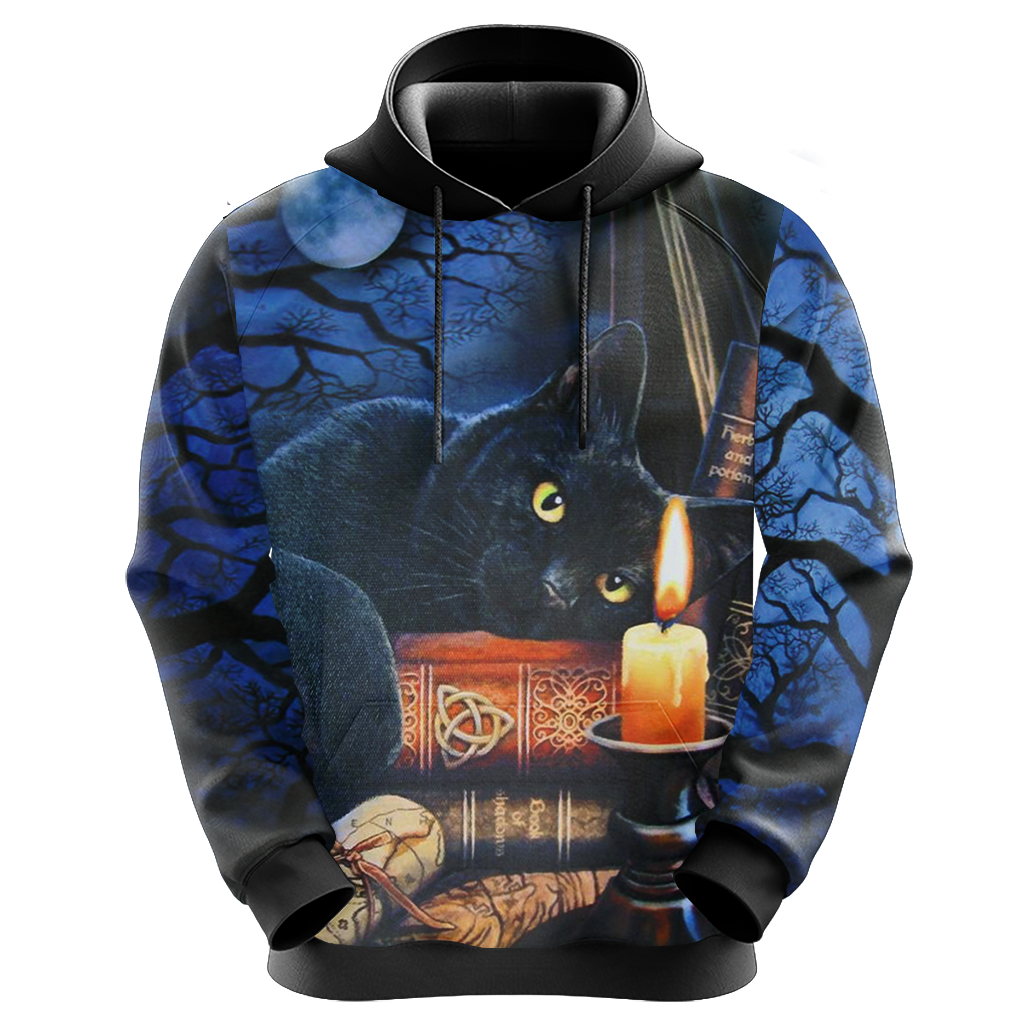 Witching Hour Black Cat Halloween Unisex 3D T-shirt