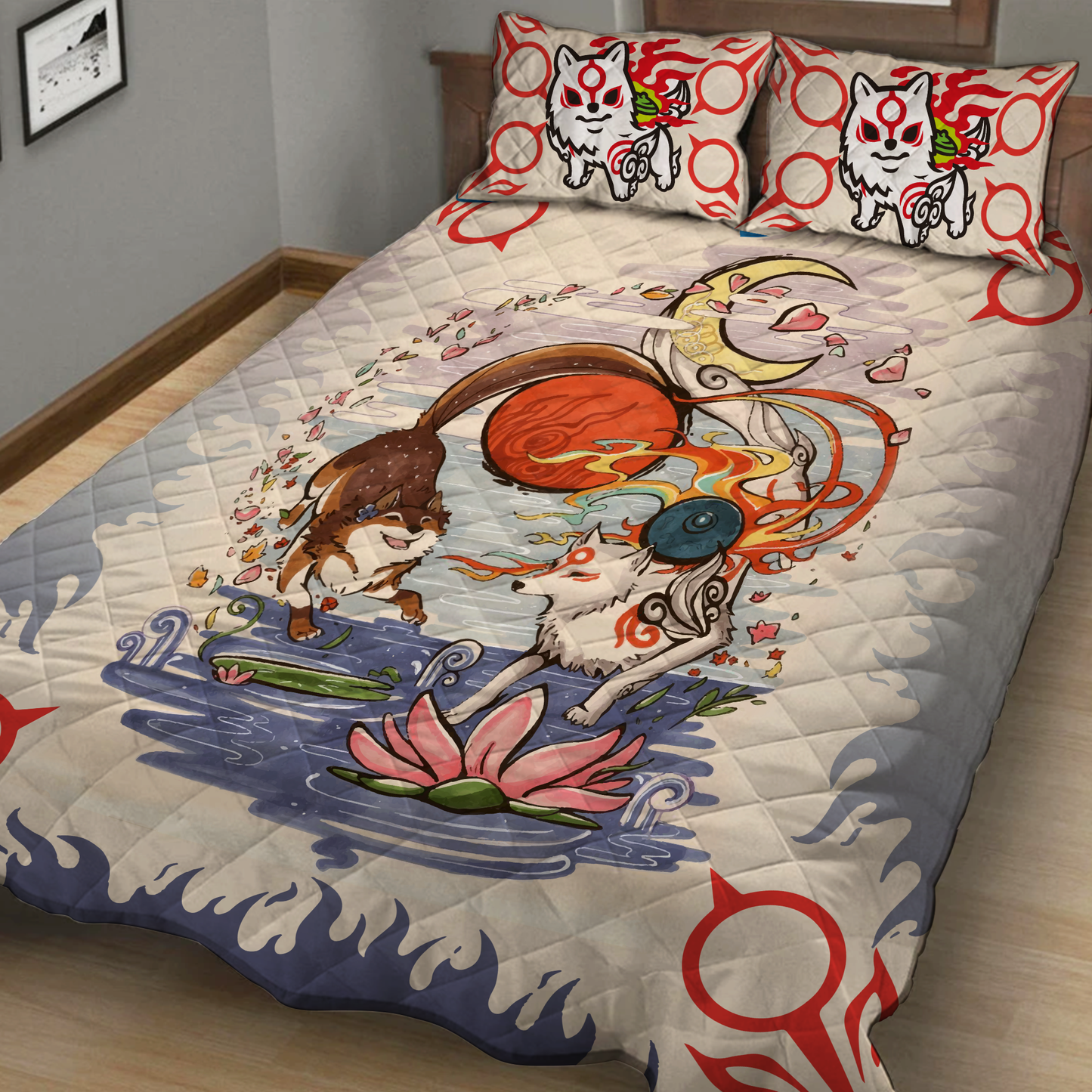 Okami And Dog 3D Quilt Set Quilt Set Twin (150x180CM)