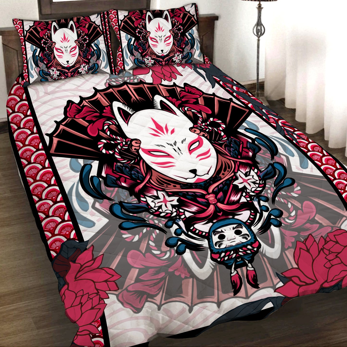 Naruto Kitsune Mask 3D Quilt Set Quilt Set Twin (150x180CM)