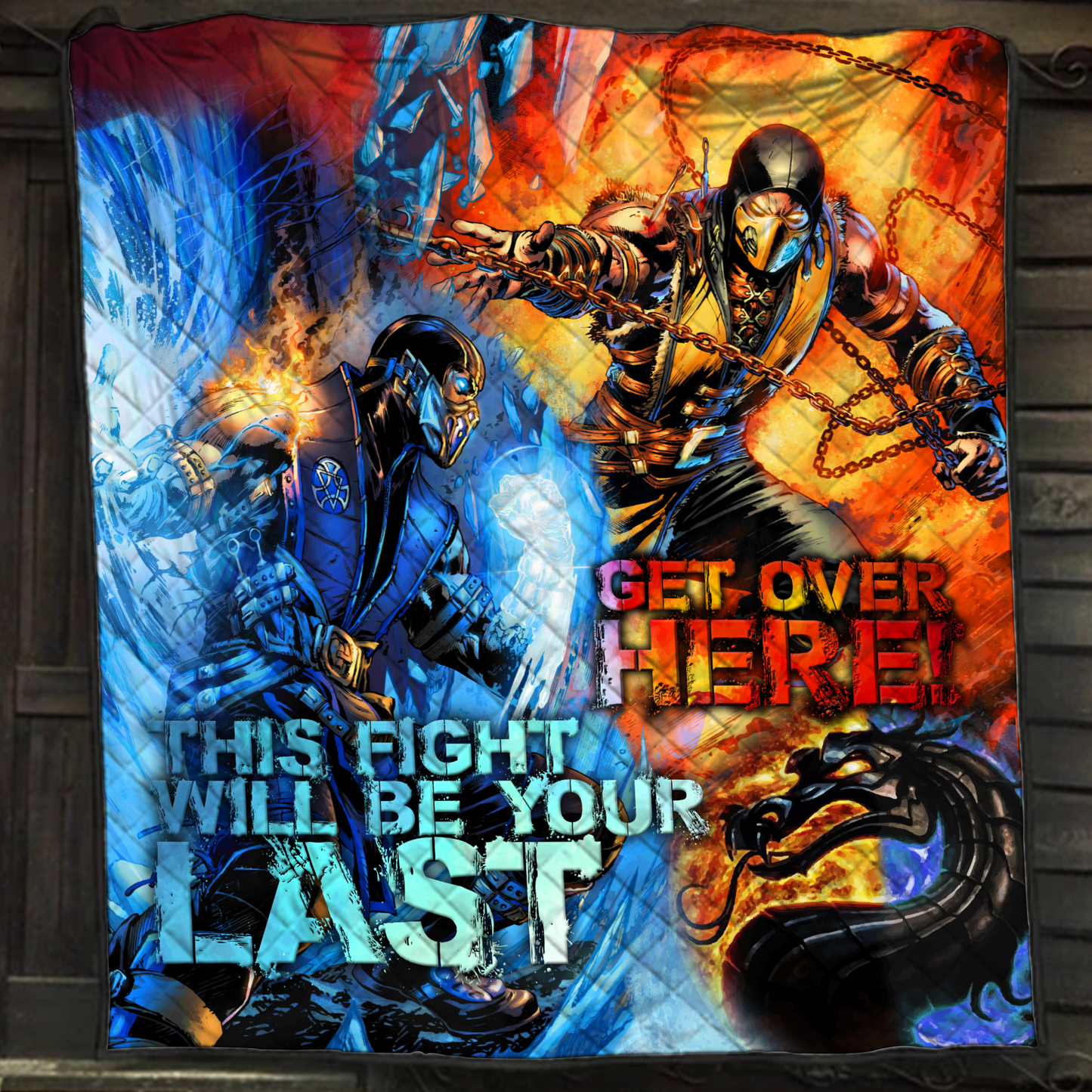 Mortal Kombat Scorpion vs Sub Zero 3D Quilt Set Single Quilt Twin (150x180CM)