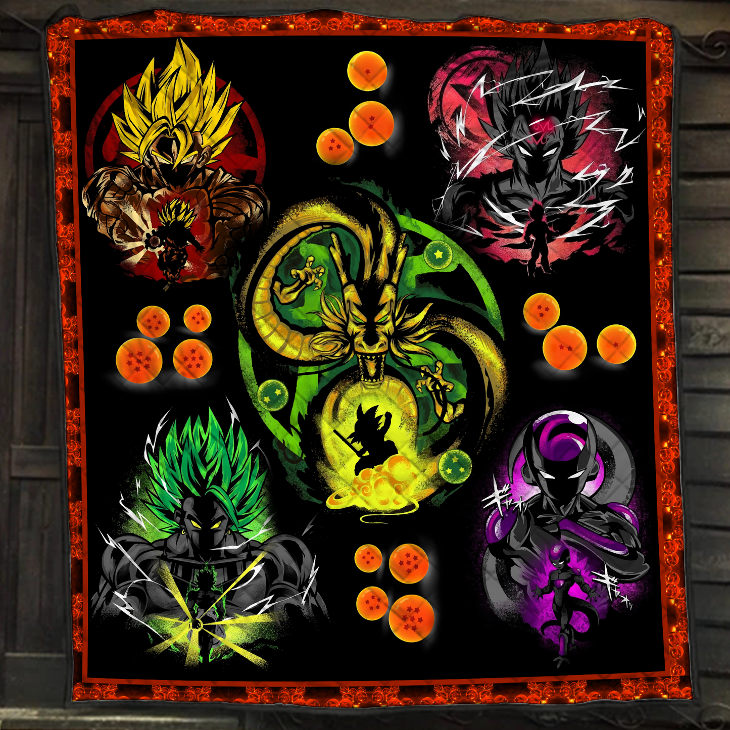 Dragon Ball Characters Son Goku, Vegeta, Broly, Frieza 3D Quilt Bed Set Single Quilt Twin (150x180CM)