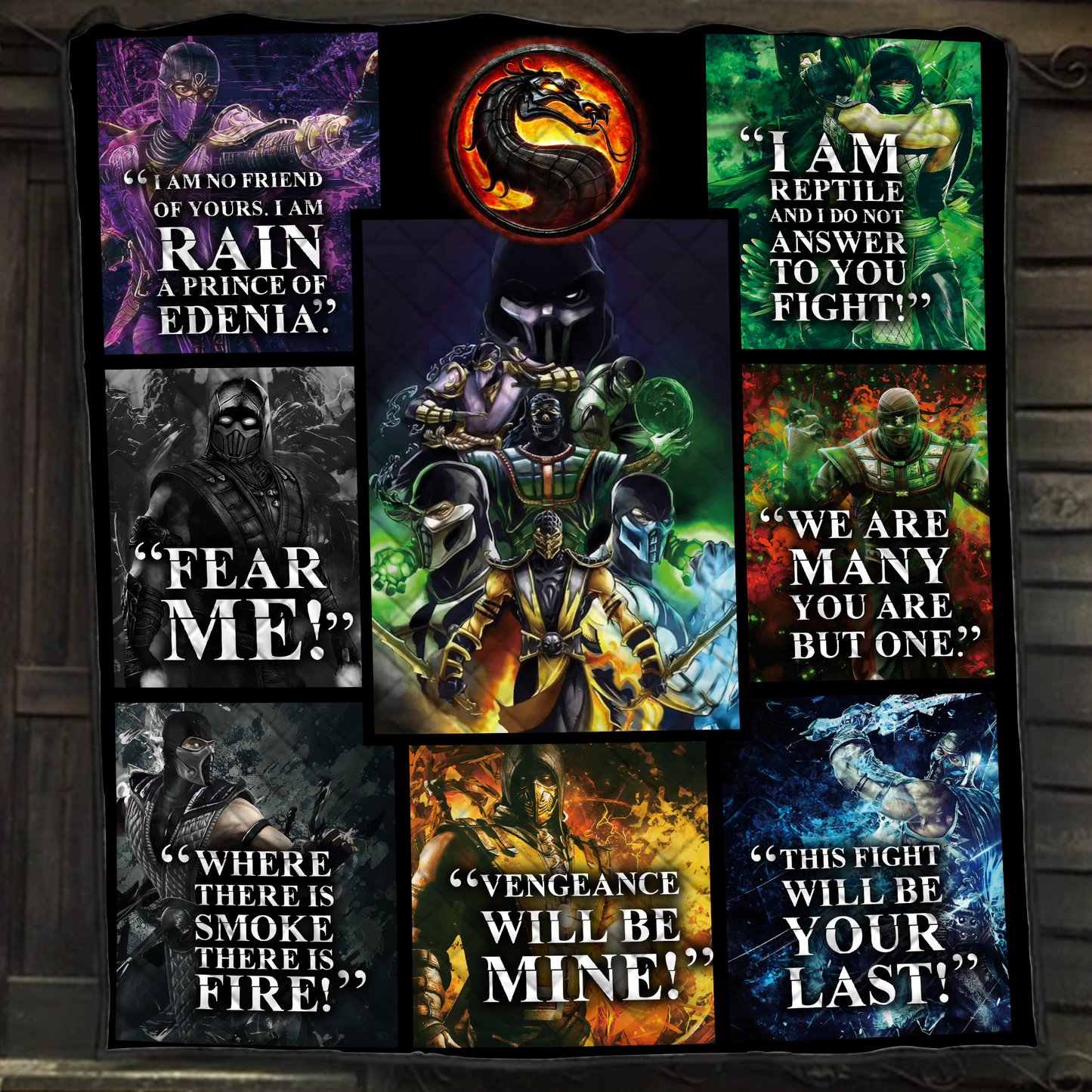 Mortal Kombat Ninja Quotes 3D Quilt Bed Set Single Quilt Twin (150x180CM)