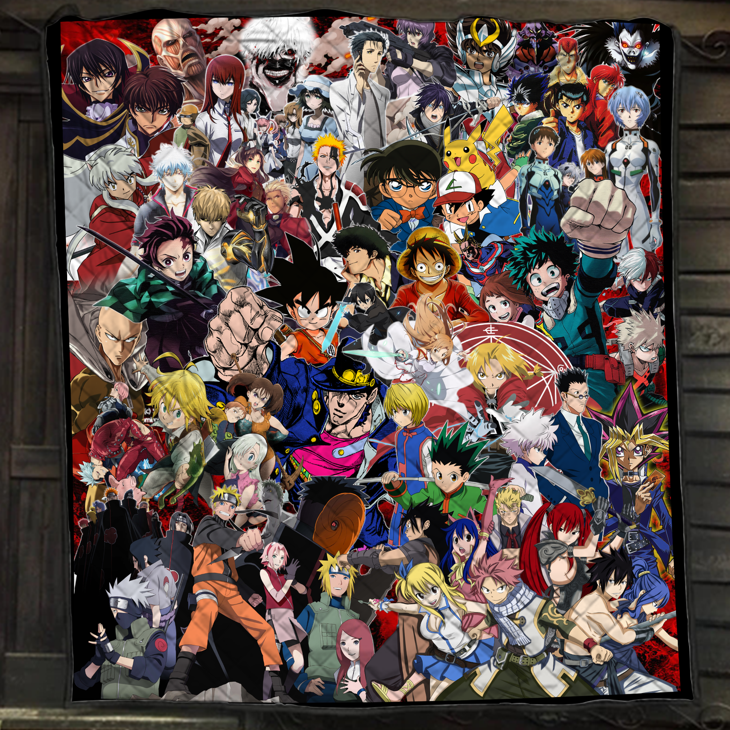 Anime Characters Compilation (Dragon Ball, Naruto, One Piece, Bleach, Yu Gi Oh!, My hero academia, Pokemon, The metal Alchemist, ect.) 3D Quilt Bed Set Single Quilt Twin (150x180CM)