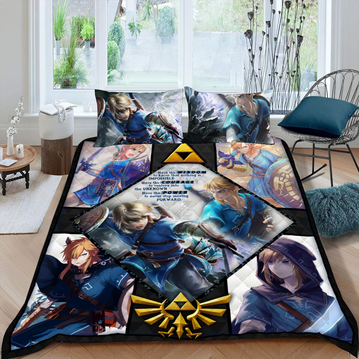 Wisdom Courage Power Link The Legend of Zelda Quilt Blanket Quilt Set Quilt Set Twin (150x180CM)
