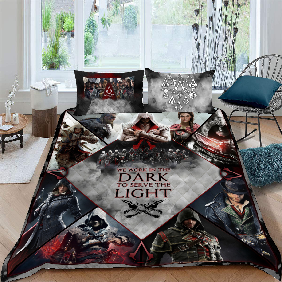 We work in the dark to serve the light Assassin's Creed Quilt Blanket Quilt Set