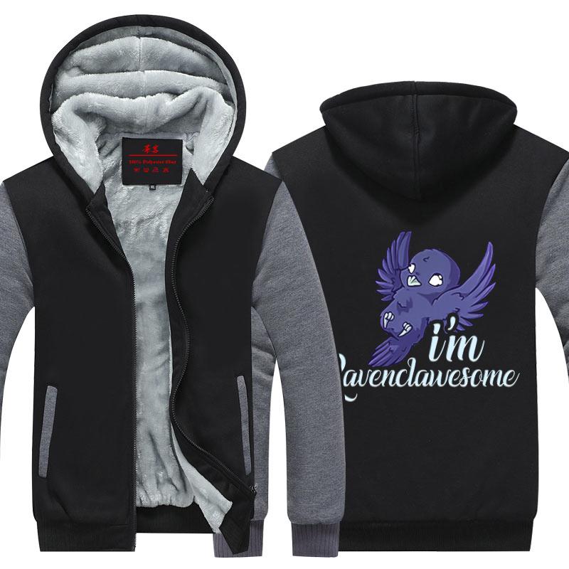 I'm Ravenclawesome Harry Potter Winter Zip Hoodies Black-Grey S
