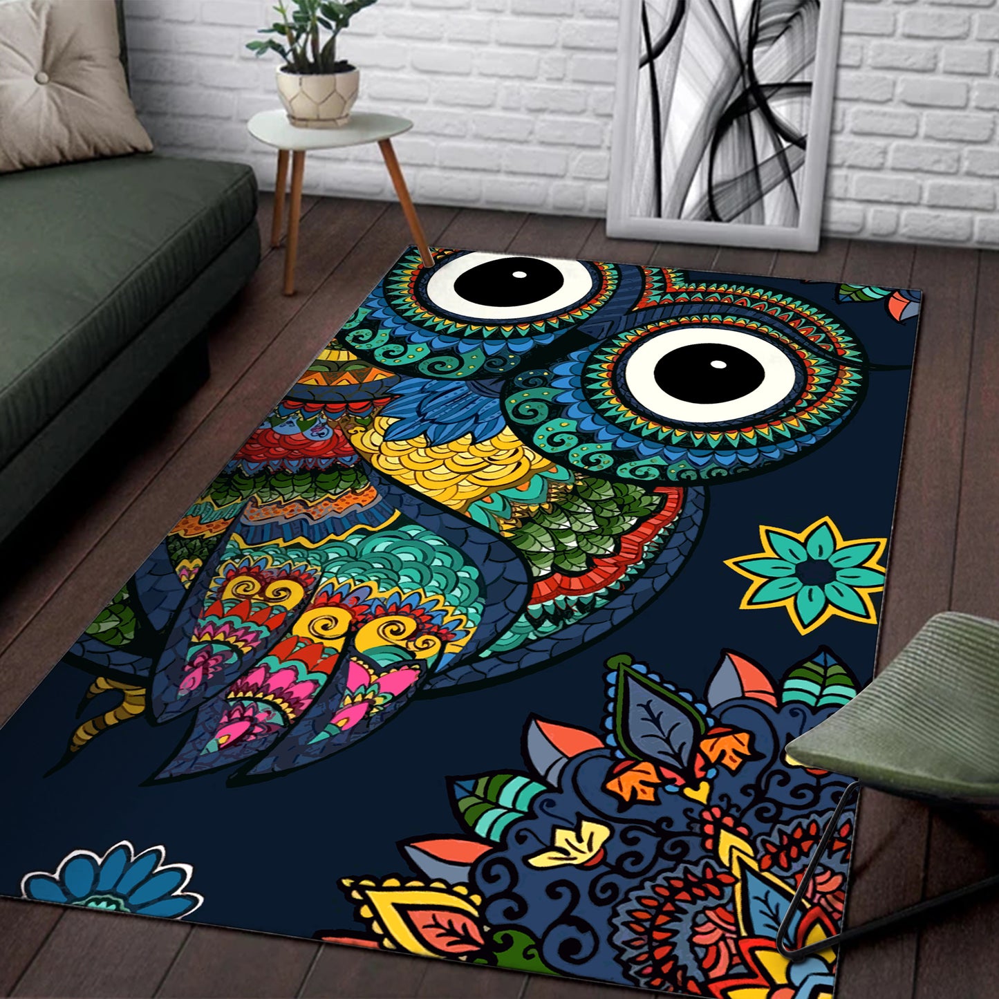 Colorful Owls Square Rug Standard (150x90ccm)