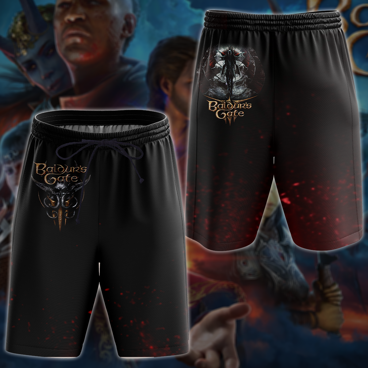 Baldur's Gate 3 Video Game All-Over T-shirt Hoodie Tank Top Hawaiian Shirt Beach Shorts Joggers Beach Shorts S