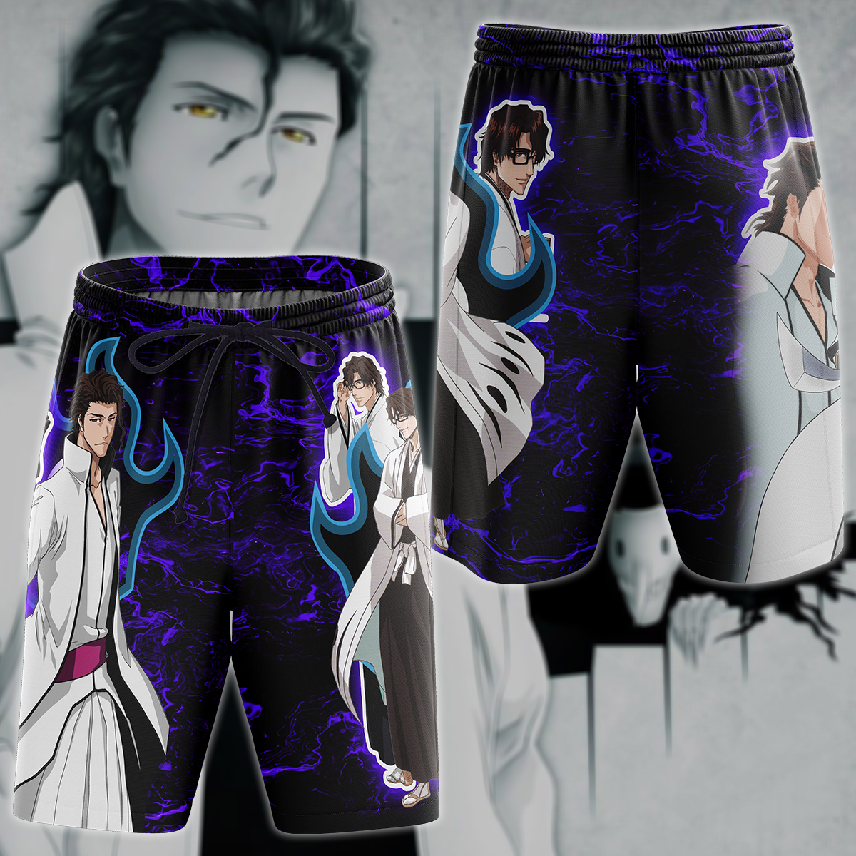 Bleach Sousuke Aizen Anime Manga 3D All Over Print T-shirt Tank Top Zip Hoodie Pullover Hoodie Hawaiian Shirt Beach Shorts Jogger Beach Shorts S