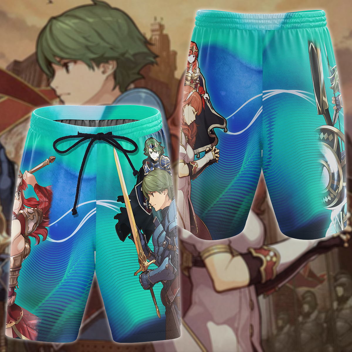Fire Emblem Alm & Celica Video Game 3D All Over Print T-shirt Tank Top Zip Hoodie Pullover Hoodie Hawaiian Shirt Beach Shorts Jogger Beach Shorts S
