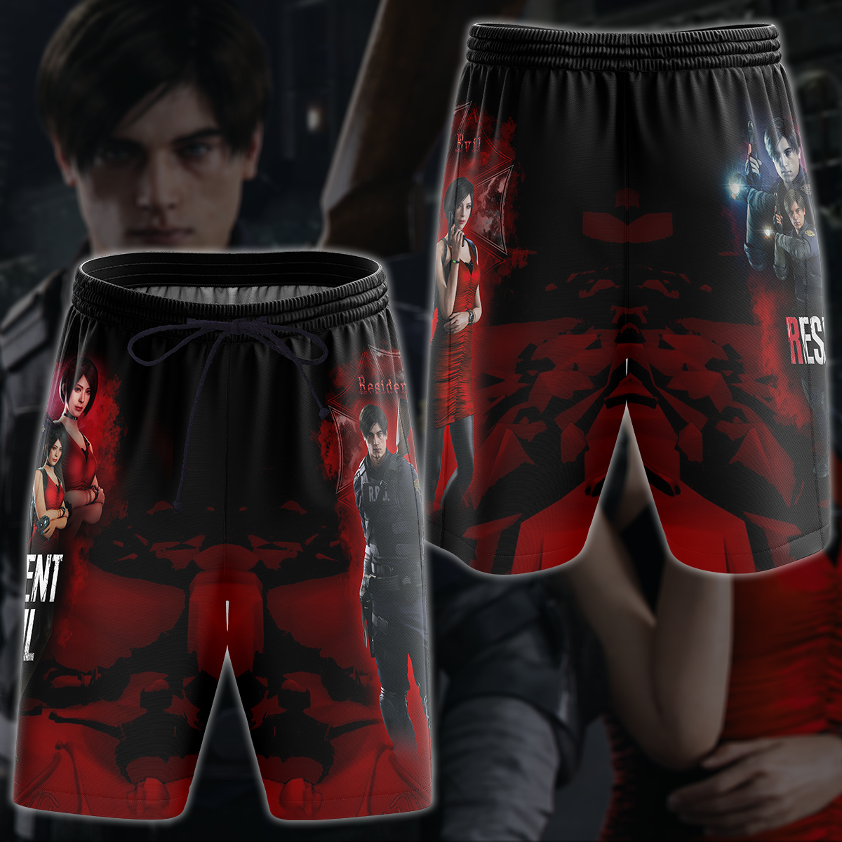 Resident Evil: Ada Wong & Leon Kennedy Video Game 3D All Over Printed T-shirt Tank Top Zip Hoodie Pullover Hoodie Hawaiian Shirt Beach Shorts Jogger Beach Shorts S