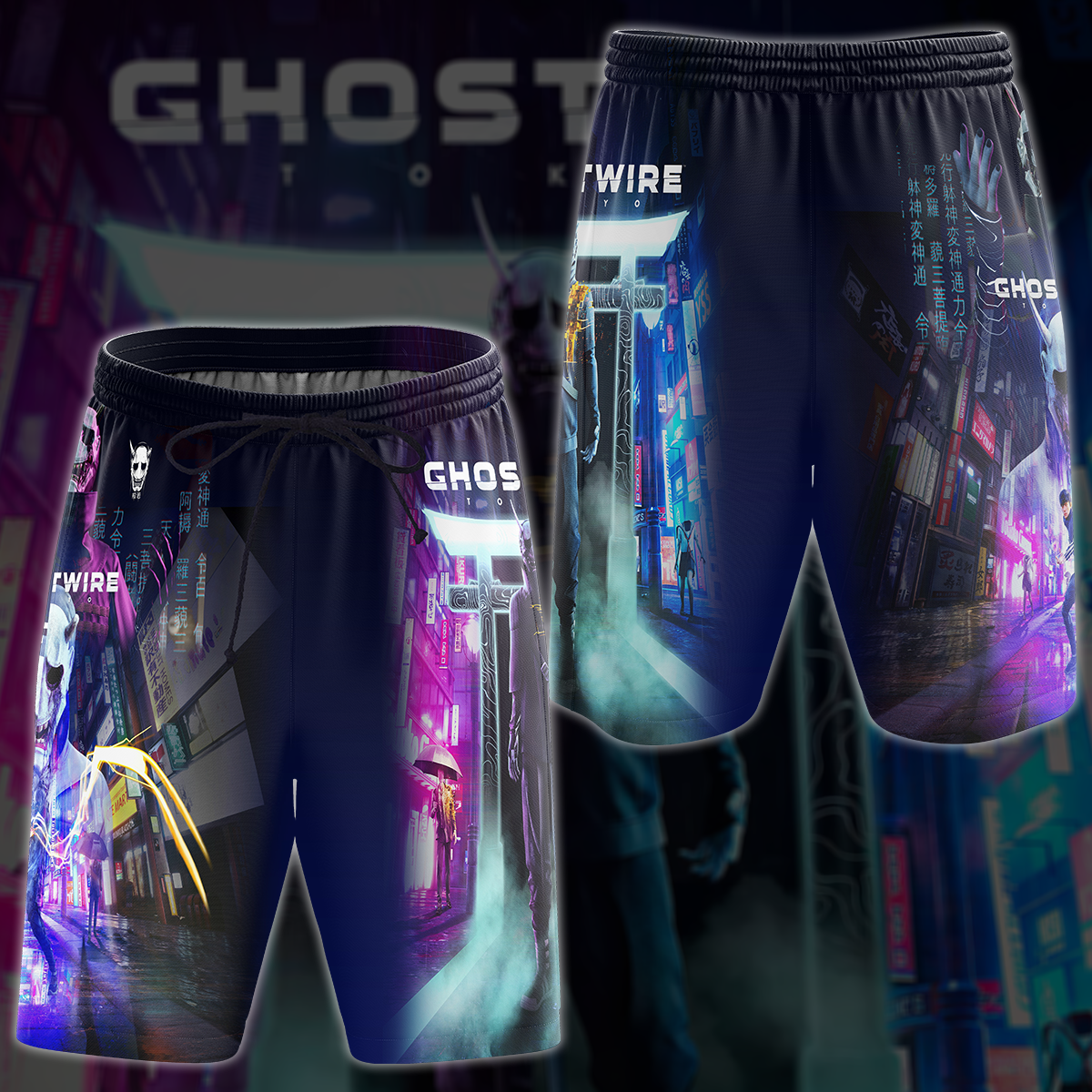 Ghostwire Tokyo Video Game 3D All Over Printed T-shirt Tank Top Zip Hoodie Pullover Hoodie Hawaiian Shirt Beach Shorts Jogger Beach Shorts S