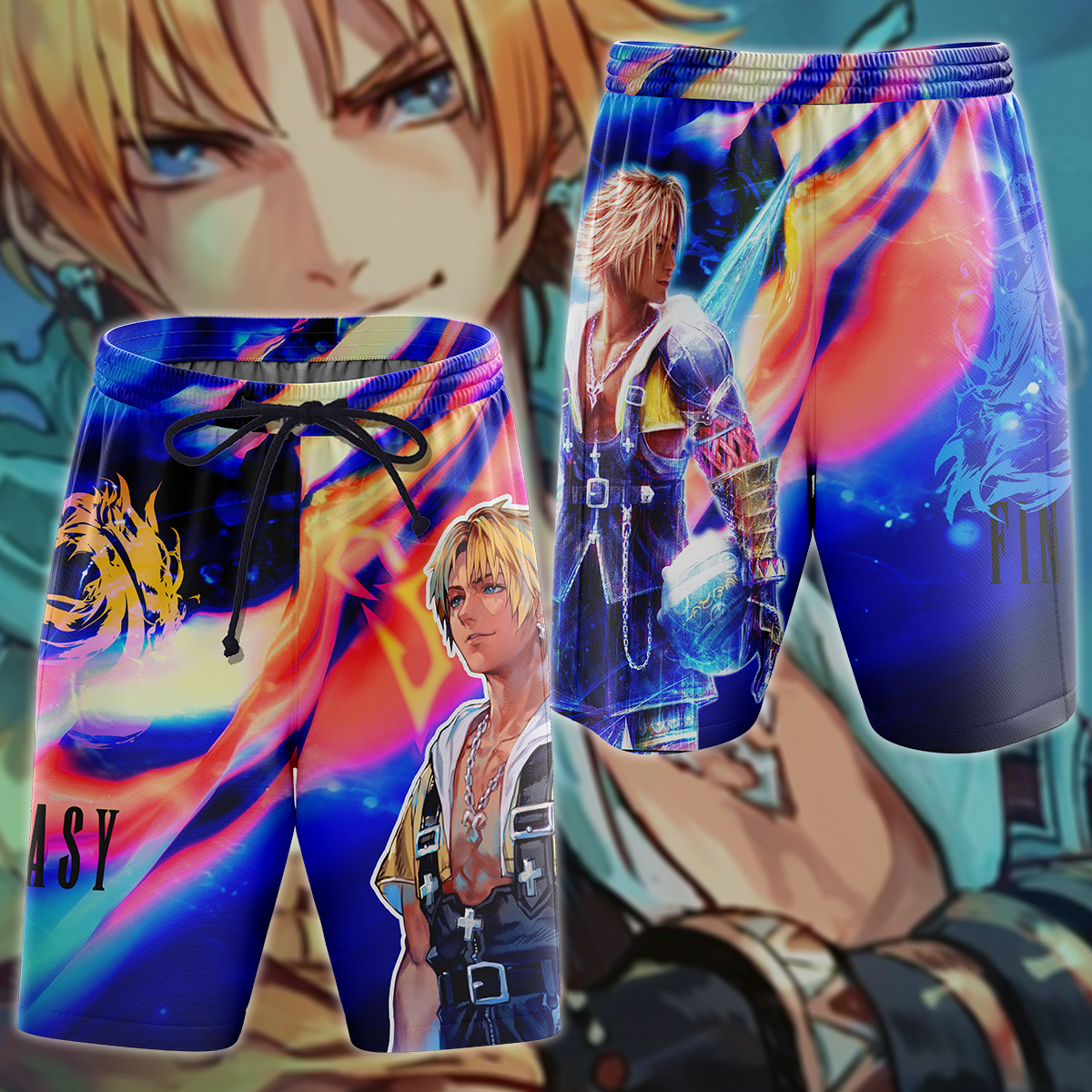 Final Fantasy X - Tidus 3D All Over Print T-shirt Tank Top Zip Hoodie Pullover Hoodie Hawaiian Shirt Beach Shorts Jogger Beach Shorts S