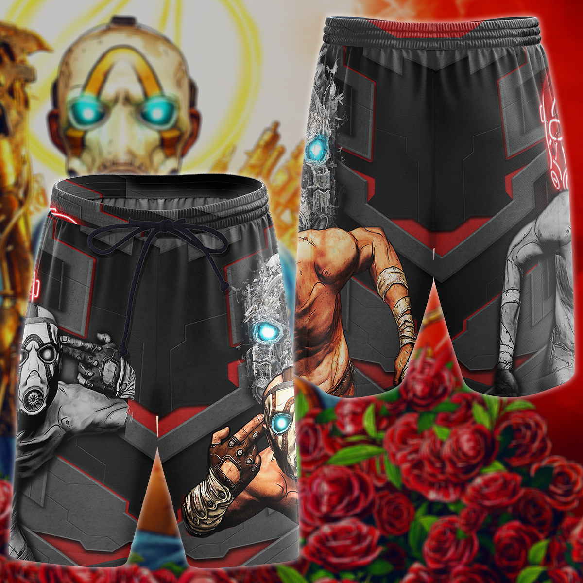 Borderlands Video Game 3D All Over Print T-shirt Tank Top Zip Hoodie Pullover Hoodie Hawaiian Shirt Beach Shorts Jogger Beach Shorts S