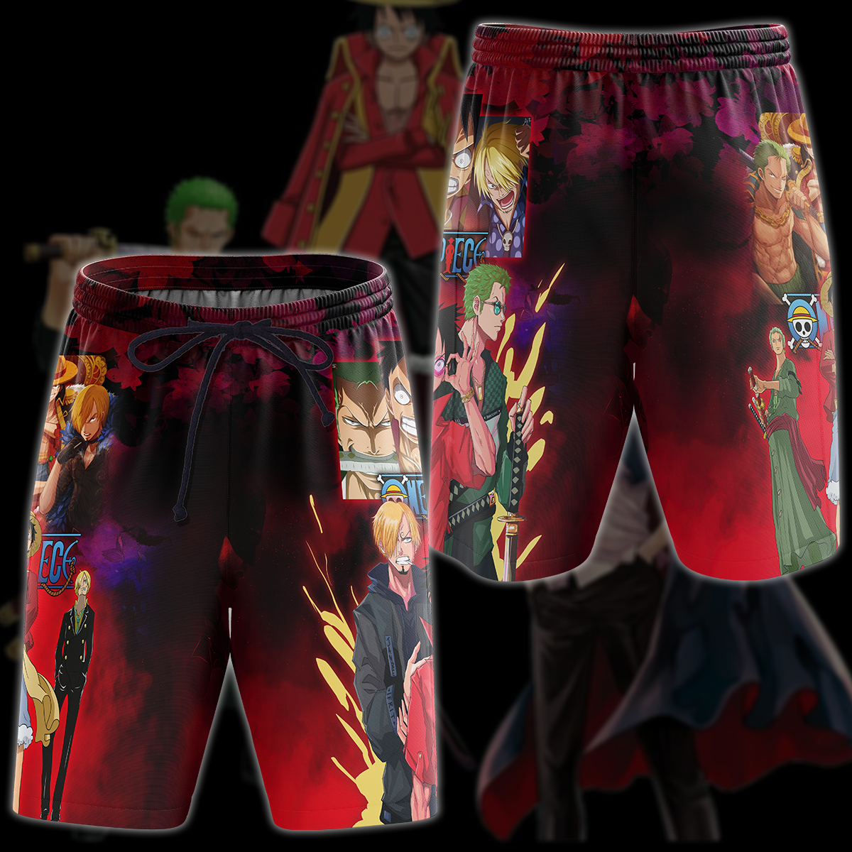 One Piece Luffy Sanji Zoro Anime Manga 3D All Over Print T-shirt Tank Top Zip Hoodie Pullover Hoodie Hawaiian Shirt Beach Shorts Jogger Beach Shorts S