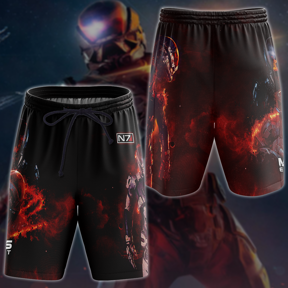 Mass Effect Video Game 3D All Over Printed T-shirt Tank Top Zip Hoodie Pullover Hoodie Hawaiian Shirt Beach Shorts Jogger Beach Shorts S